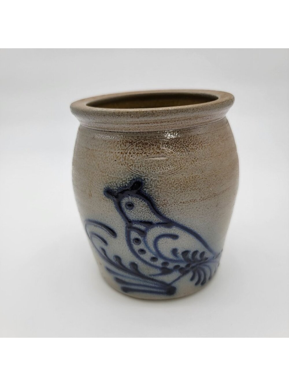 Vintage Signed 1988 Beaumont Pottery Stoneware Jar With Bird
